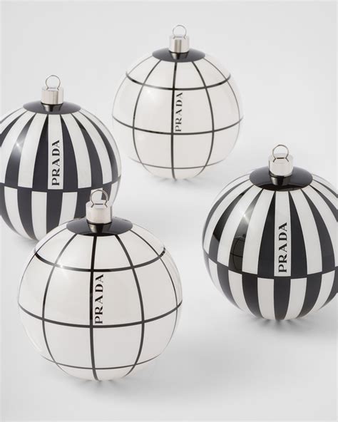 prada christbaumkugeln schwarz weiß|White/black Glass Christmas Ornament Set .